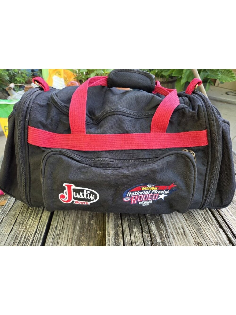 Justin Boots National Finals Rodeo 2003 Las Vegas Duffel Bag Western Gear Travel